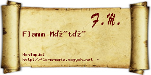 Flamm Máté névjegykártya