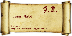 Flamm Máté névjegykártya